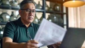 Persona revisando documentos para disputar errores en su reporte de crédito